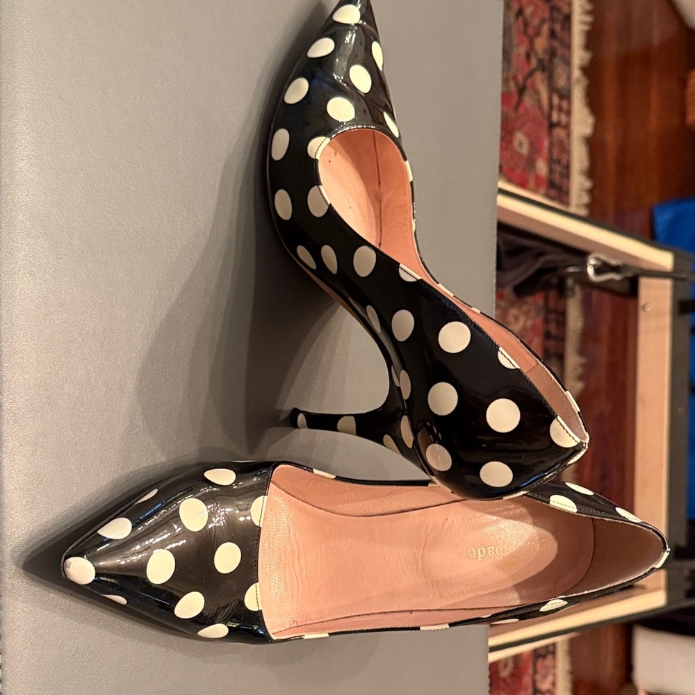 Kate Spade Black and Cream Polka Dot Heels